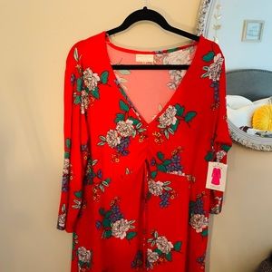 2x Red Stretchy Floral Dress